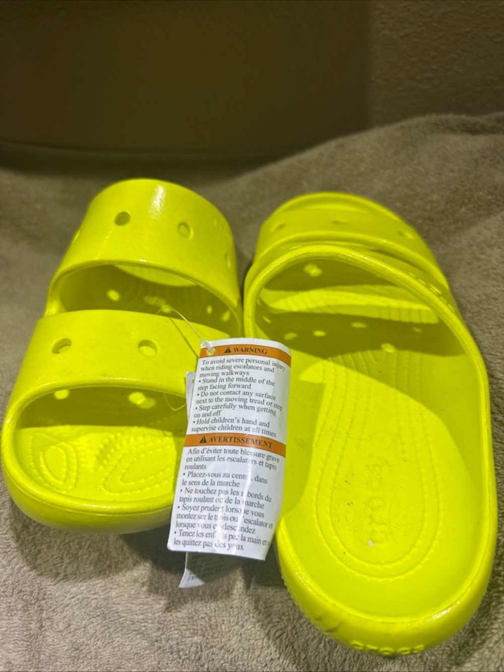 Crocs men 9 neon  Yellow Slip-On Slide Sandals